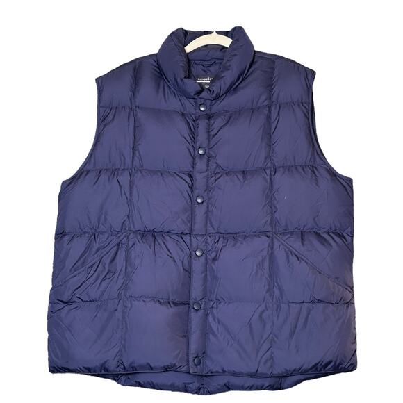 Lands’ End Down Vest Navy Blue Goose Down Feather Fill Men’s L 42-44 Pockets - Picture 2 of 16